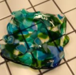 "Splash" medium blue green glass dish | Kiln Jewels KJBWKS5