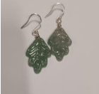 Jade green leaves glass clay drop earrings | Kiln Jewels KJBWKS21