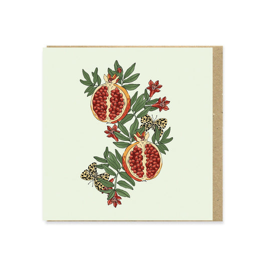 Pomegranate & Leopard Butterfly Greeting Card | Hannah Grace