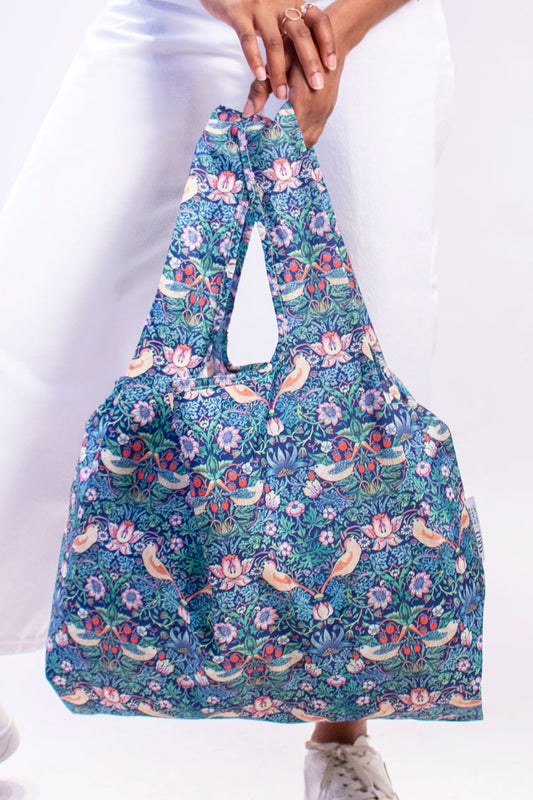 William Morris Strawberry Thief Reusable Bags 100% Recycled from Plastic Bottles | Medium | KIND BAG